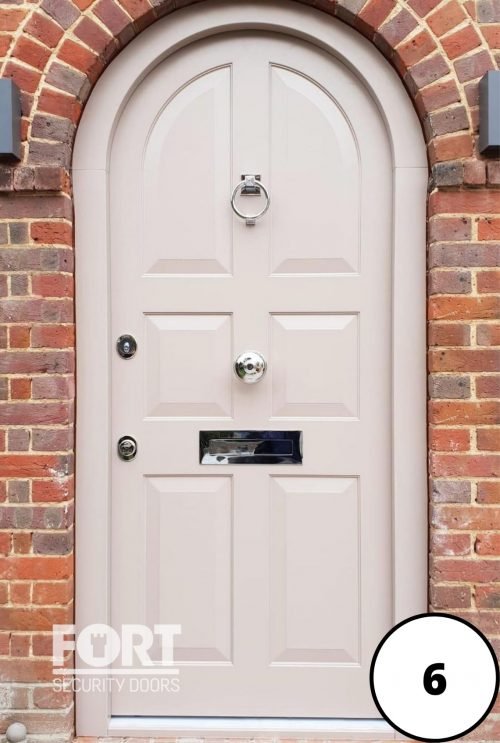0006 Custom Arch Front Fort Security Door With 6 Panels And A Door Knocker