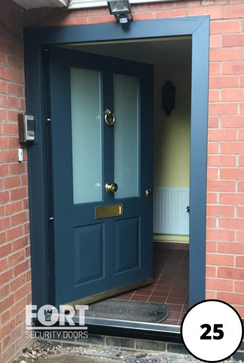 0025 Custom Colour Victorian 4 Panel Design Fort Security Door With Glass
