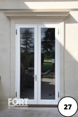 0027 White And Minimal Double Glass Safety Fort Security Doors For Home