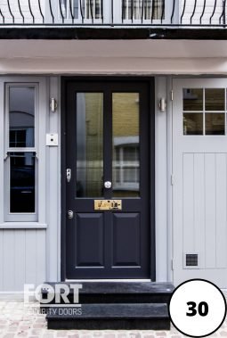 0030 Custom Matt Black Victorian Design With Glass Panels Home Fort Security Doors