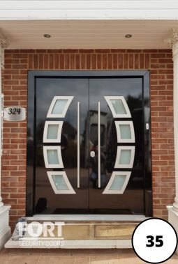 0035 Black Fort Security Double Door With Bespoke Central Glass