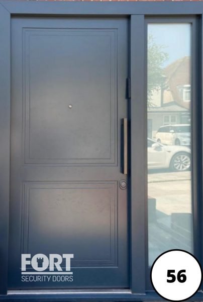 0056 Grey Fort Security Door With Glass Side Panel