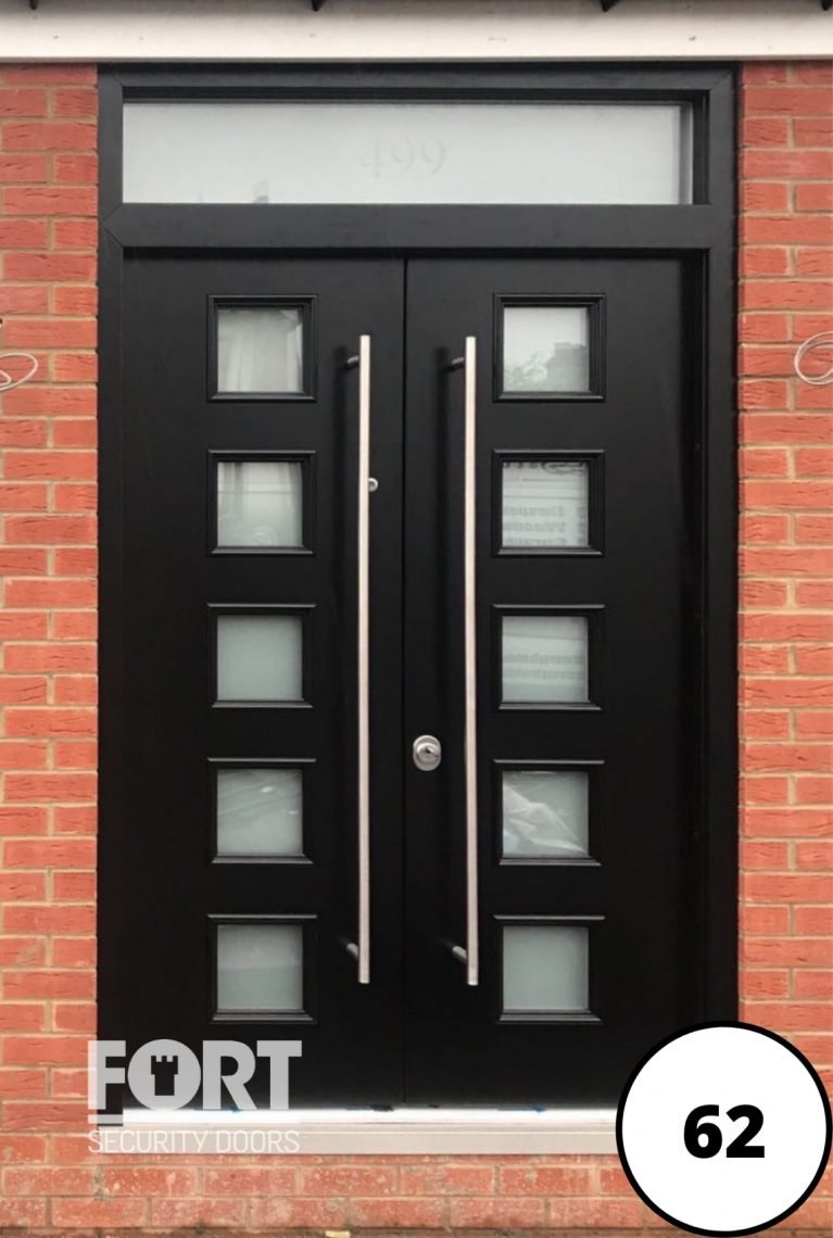 0062 Black Fort Security With 8 Glass Panels And Glass Transom