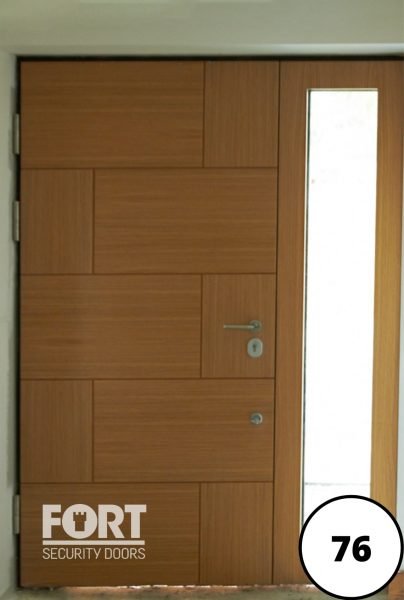 0076 Custom Oak Fort Security Single Door With Glass Side Panel 