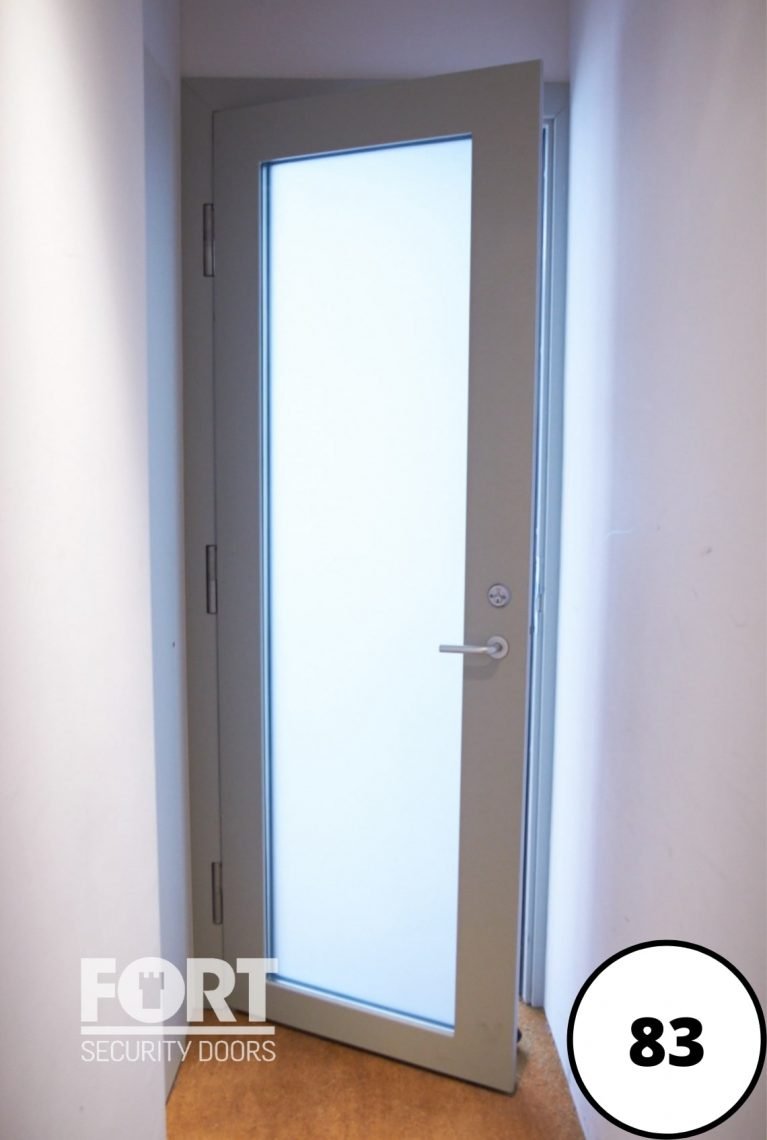0083 Single Large Glass Panel Design Fort Security Door 