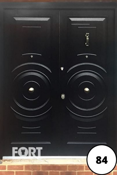 0084 Black Double Door With 3 Bespoke Panels Fort Security Doors