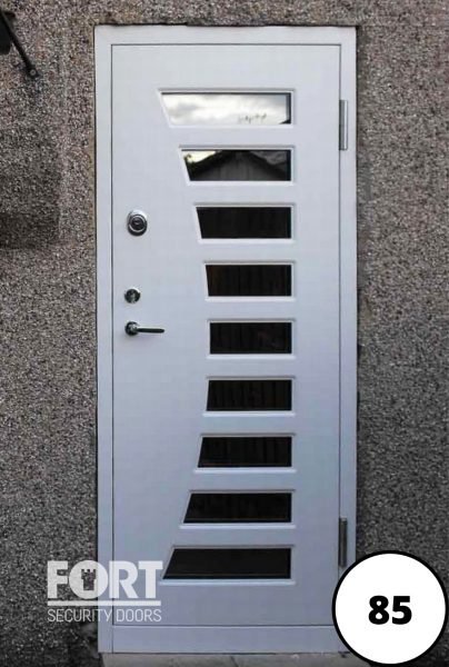 0085 Single White Fort Security Door With 9 Glass Windows