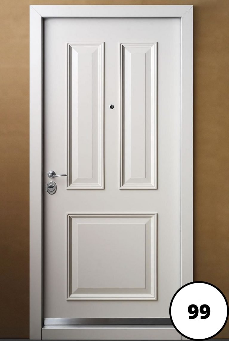 0099 Single White Victorian 4 Panel Fort Security Door