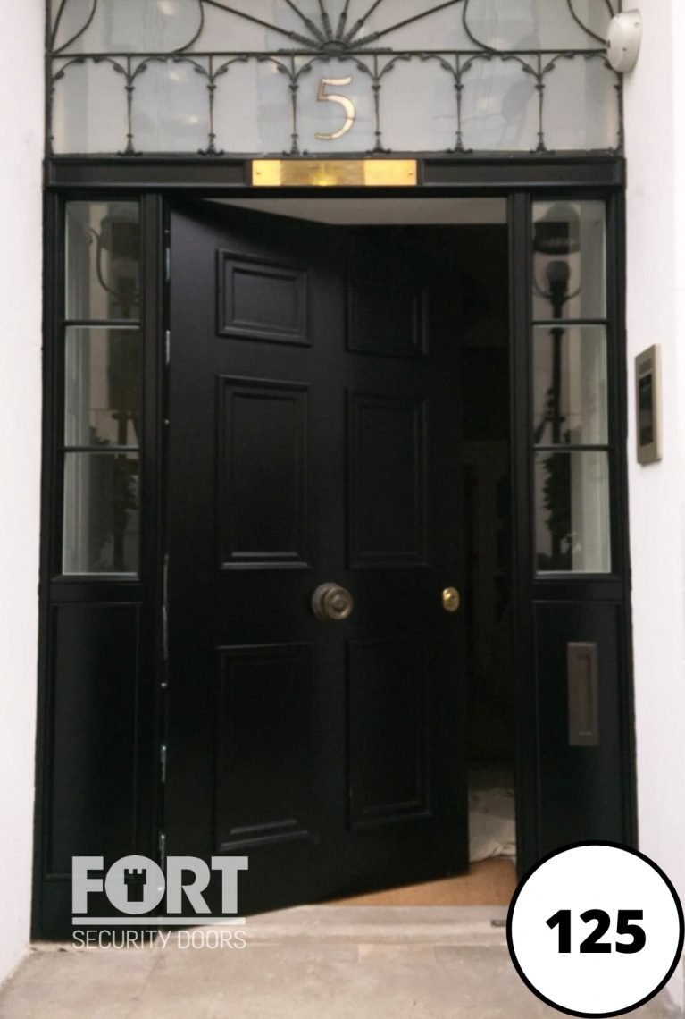 0125 Single Black Victorian 6 Panel Fort High Security Front Door