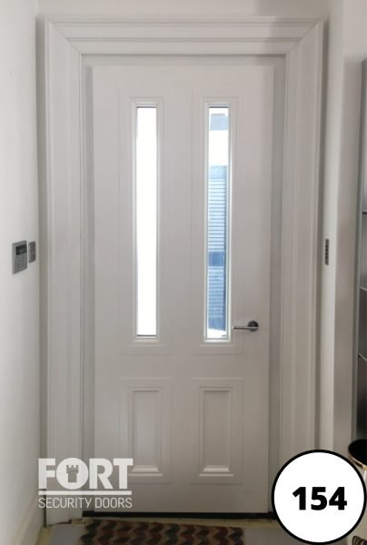 0154 Fort Security White Side Door With 2 Vertical Glass Panes