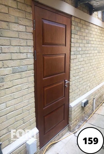 0159 Out Building Fort Security Door With Wooden Finish And Panel Design