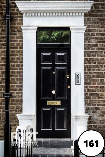 0161 Black High Gloss Victorian 6 Panel Secure Steel Fort Door With Built In Security System