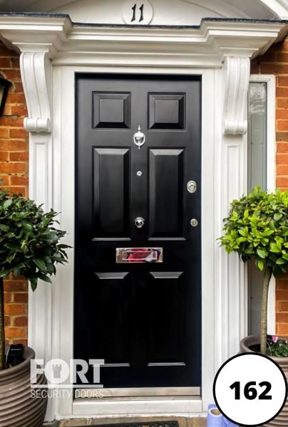 0162 Single Black Victorian 6 Panel Fort Security Door