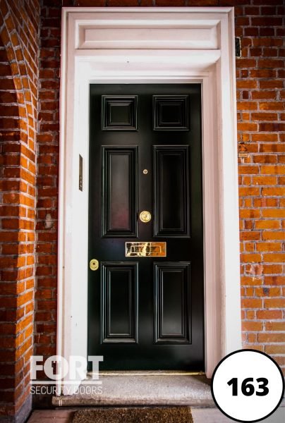0163 Satin Finish Single Black Victorian 6 Panel Fort Security Door