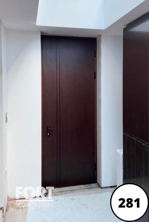 0281 Brown Single Fort Security Door With Bespoke Design