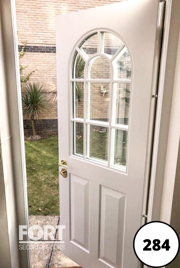 0284 Home Fort Security Door White With Custom Arch Central Windows