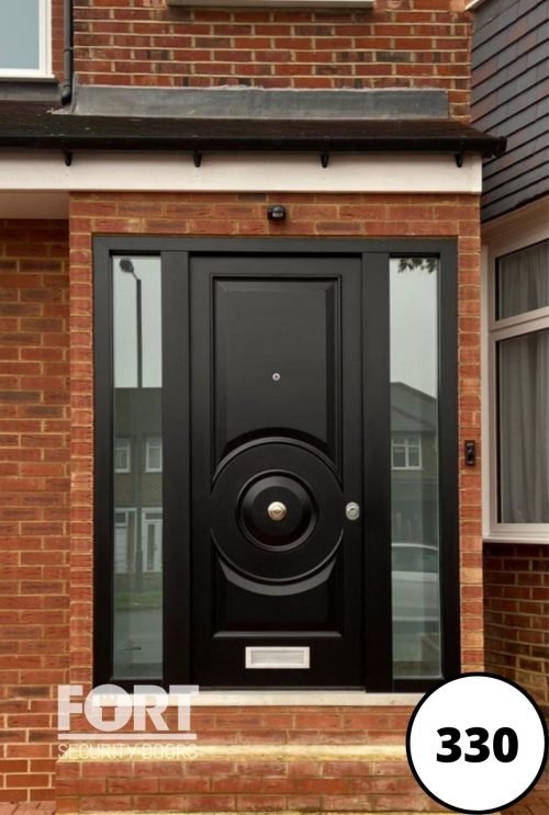 0330 High End Design Edwardian Style Satin Black Finish Front Fort Security Door