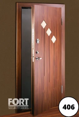 0406 Bespoke Wooden Diagonal Diamond Line Design Fort Security Door