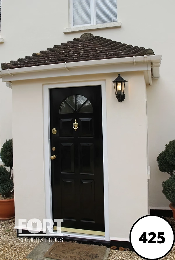 0425 Black Single Fort Security Door With Triple Glazing