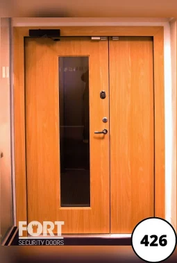 0426 Brown Fort Security Door Commercial Entry With Side Panel And Glass