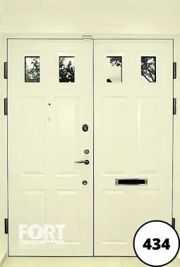 0434 White Double Leaf Security Front Fort Security Door With Tripple Glazed Panels Inner View