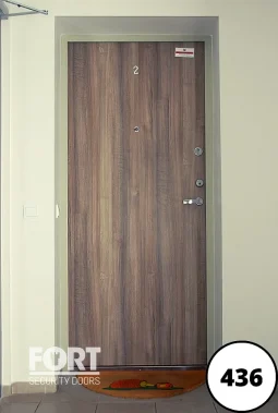 0436 Wood Finish Single Fort Security Door With Spyhole