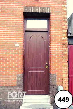 0449 Brown Single Fort Security Door With Two Panel Edwardian Design With Transom