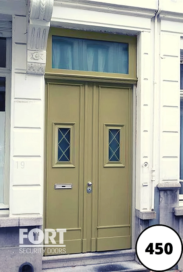 0450 Olive Green Double Fort Security Door With Transom