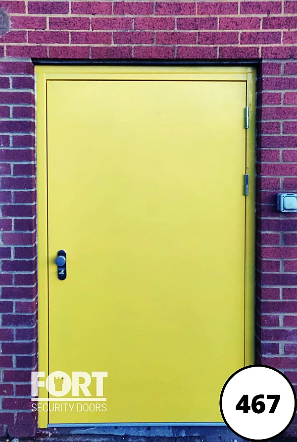 0467 Yellow Single Fort Security Door Metal Fire Exit