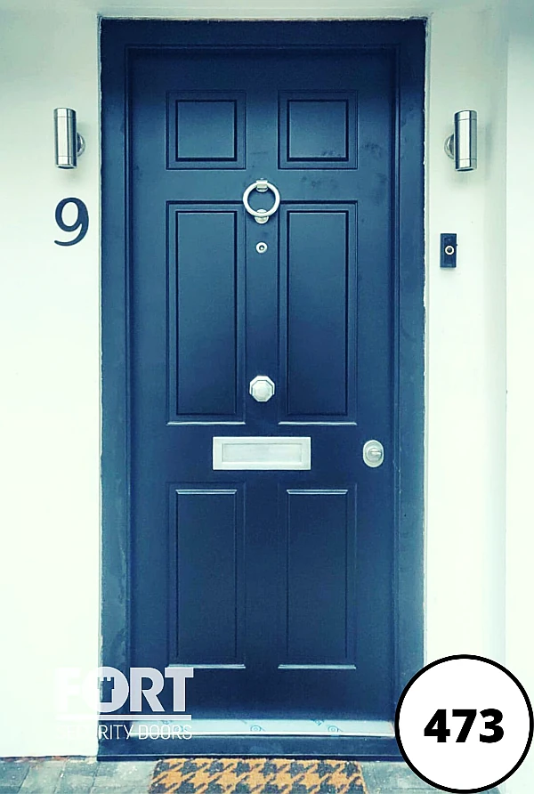 0473 Black Single Fort Secuirty Door With Ring Door Knocker