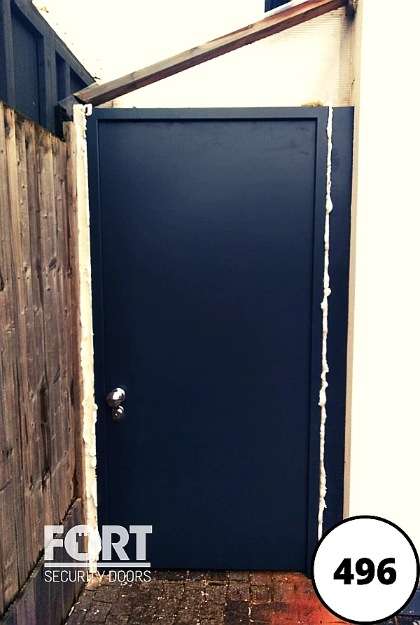 0496 Black Single Fort Security Door With Plain Design