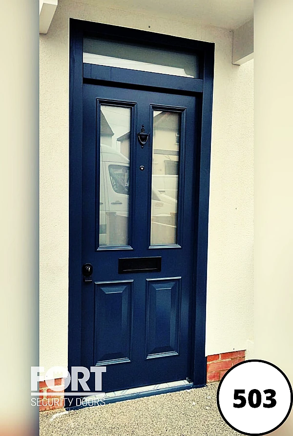 0503 Grey Single Fort Security Door With Victorian Design