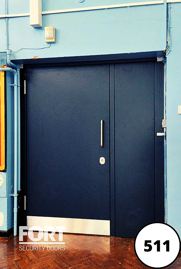 0511 Grey Single Fort Security Door With Plain Design