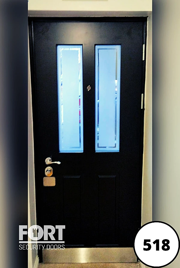 0518 Black Single Fort Security Door With Victorian Design