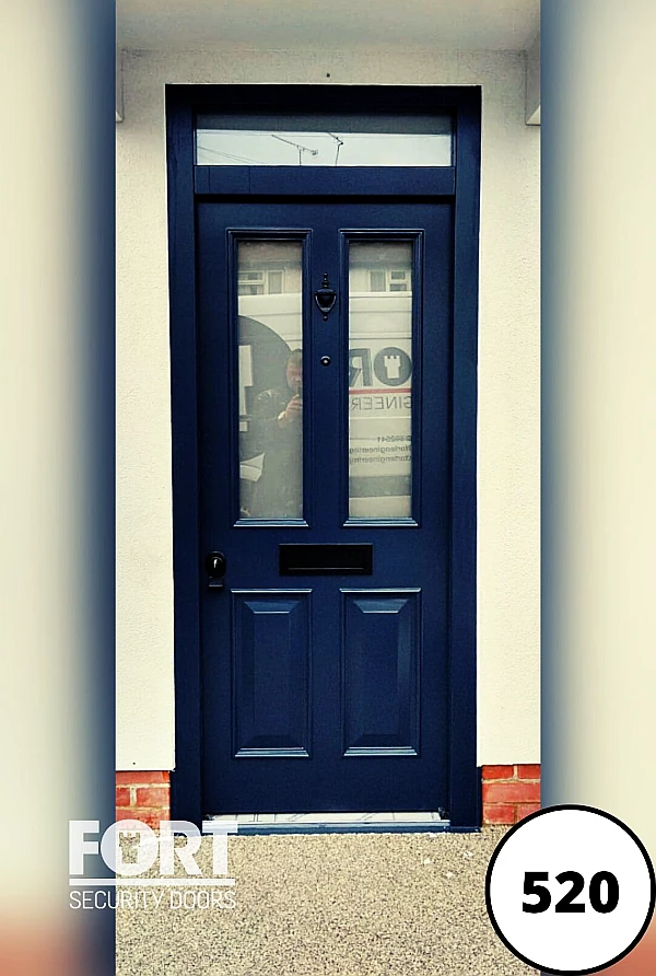0520 Grey Single Fort Security Door With Victorian Design