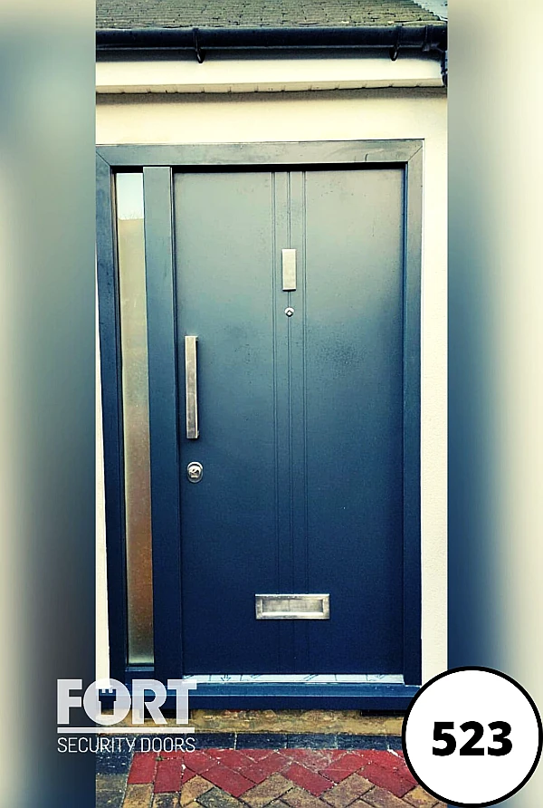 0523 Grey Single Fort Security Door With Bespoke Design