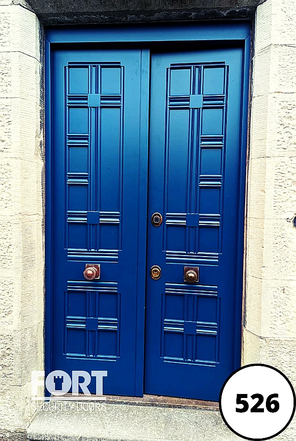 0526 Blue Double Fort Security Door With Bespoke Design